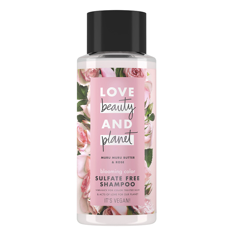 Шампунь для окрашенных волос Love Beauty And Planet Muru Muru Butter & Rose Blooming (без сульфатов, с маслом мурумуру и розы)