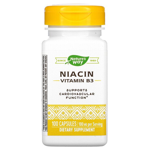 Nature's Way, Ниацин 100 мг, никотиновая кислота, 100 капсул